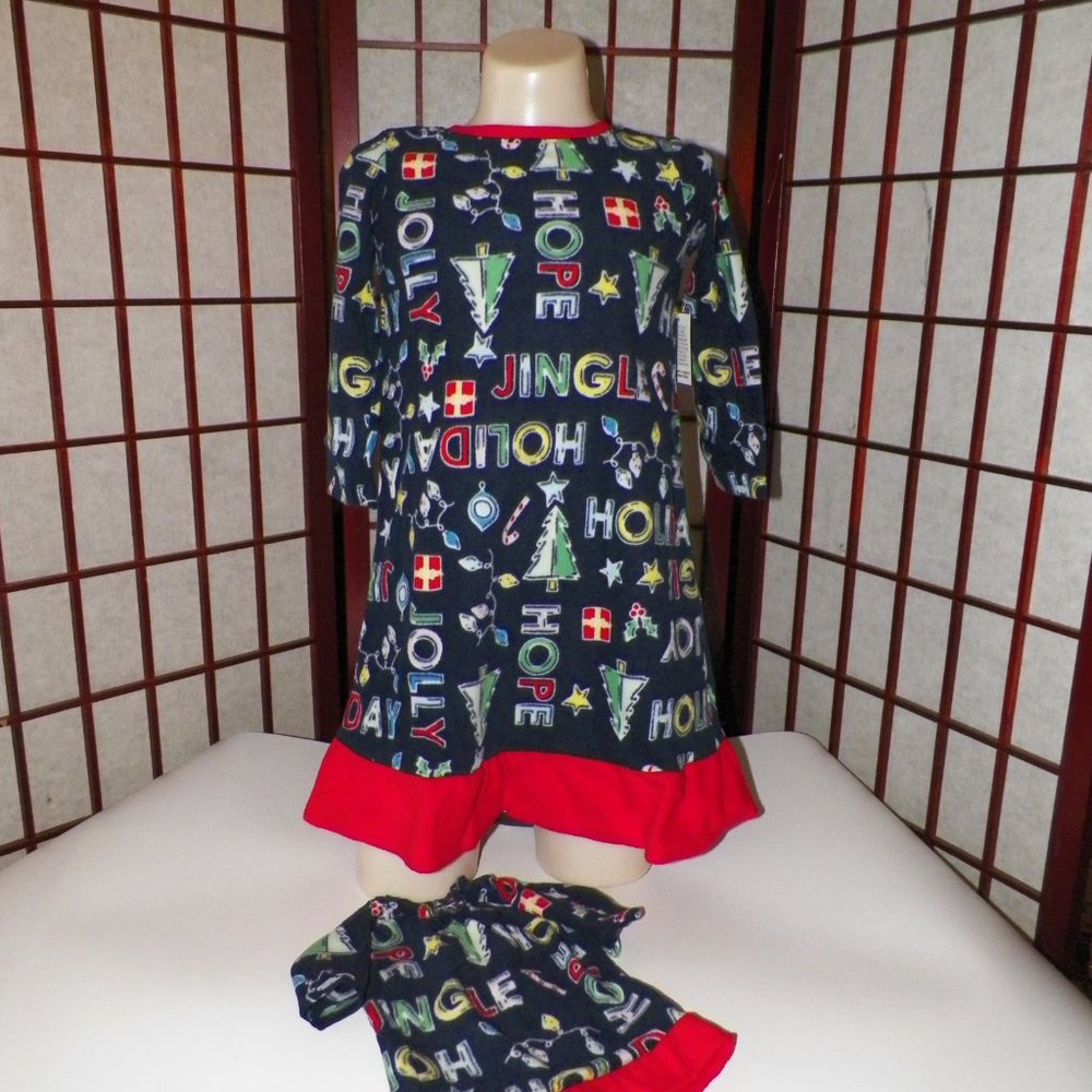 CLEARANCE Girls Christmas Nightgown & Doll Gown Set - Picture 2 of 5